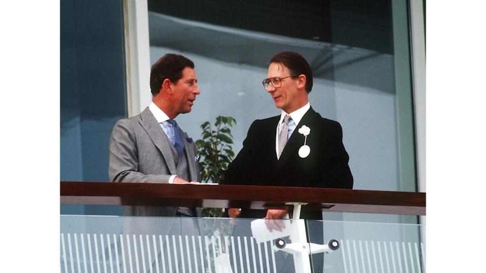 EPSOM, UNITED KINGDOM - JUNE 02:  Sir Robert Fellowes With The Prince Of Wales At Epsom Derby  (Photo by Tim Graham Photo Library via Getty Images)