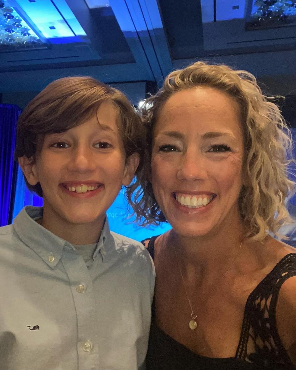 Melanie Lawrence, pictured here with her son Myles, has been lobbying for more funding to fight antibiotic resistance, which poses a particular threat to cystic fibrosis patients like her.