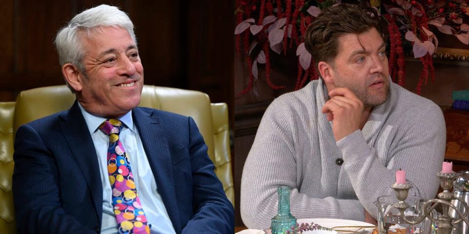 Side by side photos of John Bercow and CT on "The Traitors" season two.