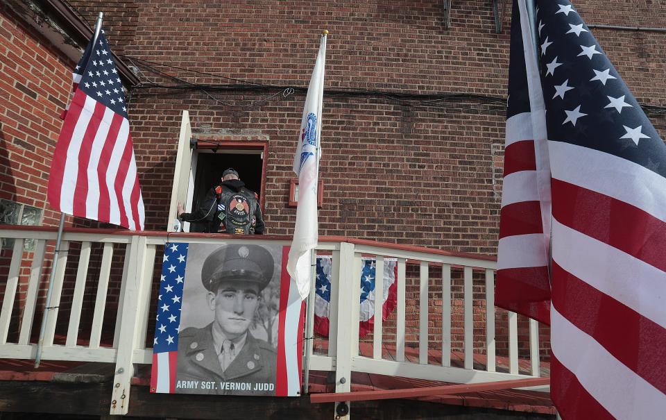 Guests enter Massillon's American Legion Post 221 on Saturday for a ceremony honoring the late Army Sgt. Vernon Judd of Sugar Creek Township, a Korean War POW who died in North Korea in 1951. His remains were returned in 2019.