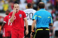 <p>… and Wayne Rooney did his best to persuade the referee to look again… </p>