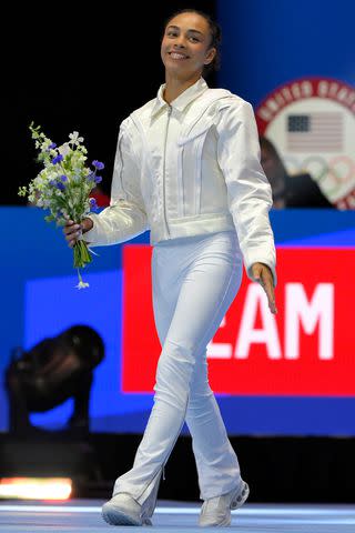 <p>Nick Wosika/Icon Sportswire via Getty</p> Hezly Rivera is introduced as an olympic team member in June 2024