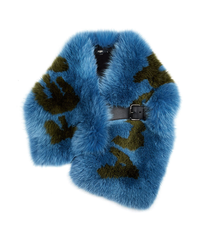 Fendi Logo Bi-Colour Fox-Fur Stole