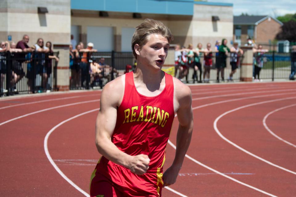 Reading runner Connar Rudy competes in the 200-metet dash.