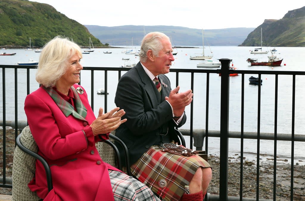 The Prince of Wales and Duchess of Cornwall, known as the Duke and Duchess of Rothesay when in Scotland (PA)