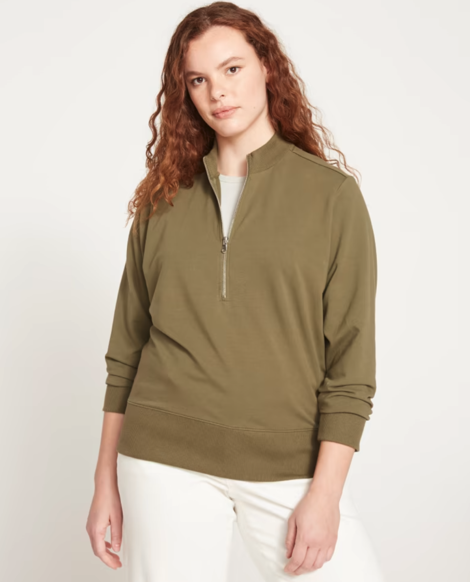 Universal Standard Zoe Half Zip Funnel Neck Pullover