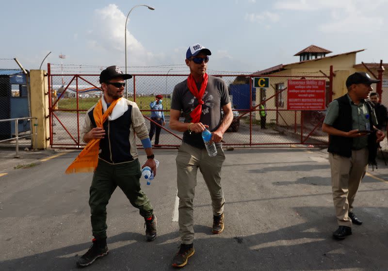 British climber Kenton Cool returns after completing his 17th ascent of Mount Everest in Kathmandu