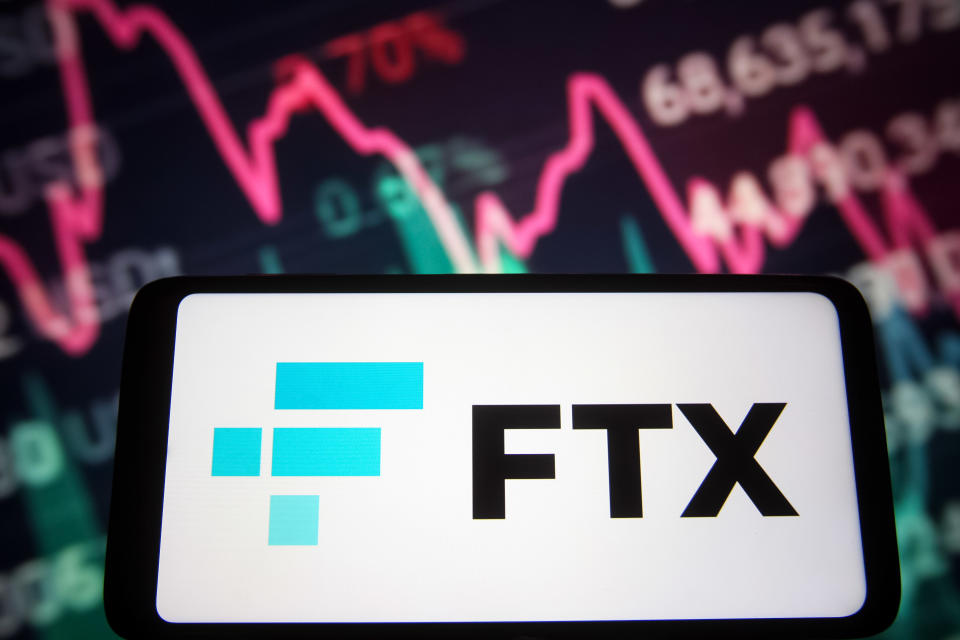 UKRAINE - 2022/01/31: In this photo illustration, the logo of FTX, a cryptocurrency exchange is displayed on a smartphone screen. (Photo Illustration by Pavlo Gonchar/SOPA Images/LightRocket via Getty Images)