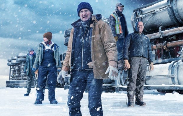 Liam Neeson and Laurence Fishburne in "The Ice Road"<p>Netflix</p>