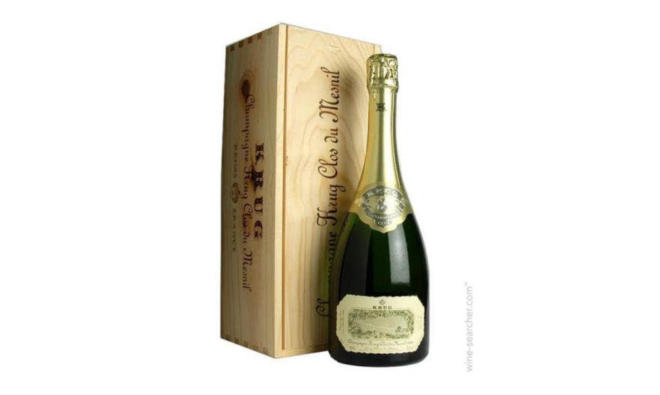 <p>Krug Clos du Mesnil Blanc de Blancs Brut Champagne, from $347, <a href="http://www.wine-searcher.com/find/krug+clos+du+mesnil+blanc+de+brut+champagne+france" rel="nofollow noopener" target="_blank" data-ylk="slk:Wine Searcher;elm:context_link;itc:0;sec:content-canvas" class="link ">Wine Searcher</a></p>