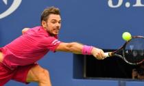 Sept 11, 2016; New York, NY, USA; Stan Wawrinka of Switzerland hits to Novak Djokovic of Serbia in the men's singles final on day fourteen of the 2016 U.S. Open tennis tournament at USTA Billie Jean King National Tennis Center. Mandatory Credit: Robert Deutsch-USA TODAY Sports