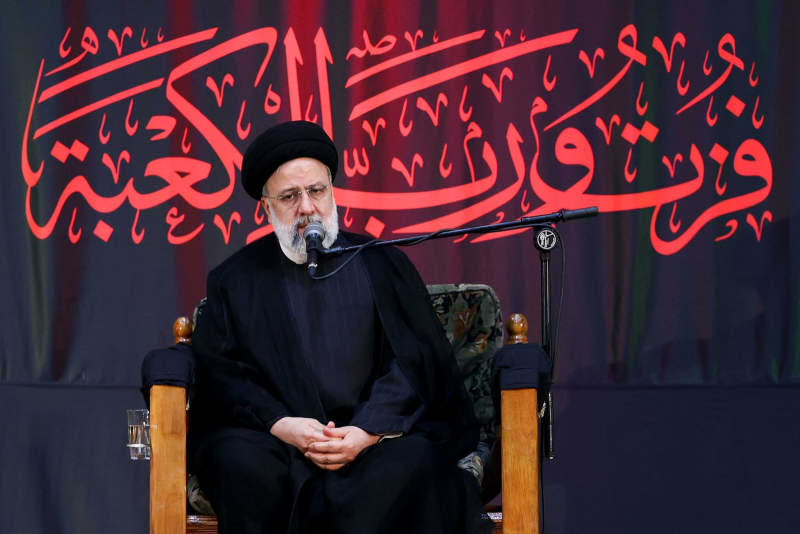 Iranian President Ebrahim Raisi speaks during a ceremony to mark Laylat al-Qadr (the night of destiny), which according to Islamic belief is the night when the Quran was first sent down from Heaven to the world and also the night when the first verses of the Quran were revealed to the prophet Muhammad. -/Iranian Presidency/dpa