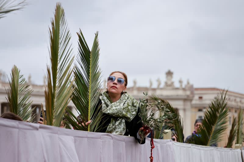 Pope Francis attends Palm Sunday service