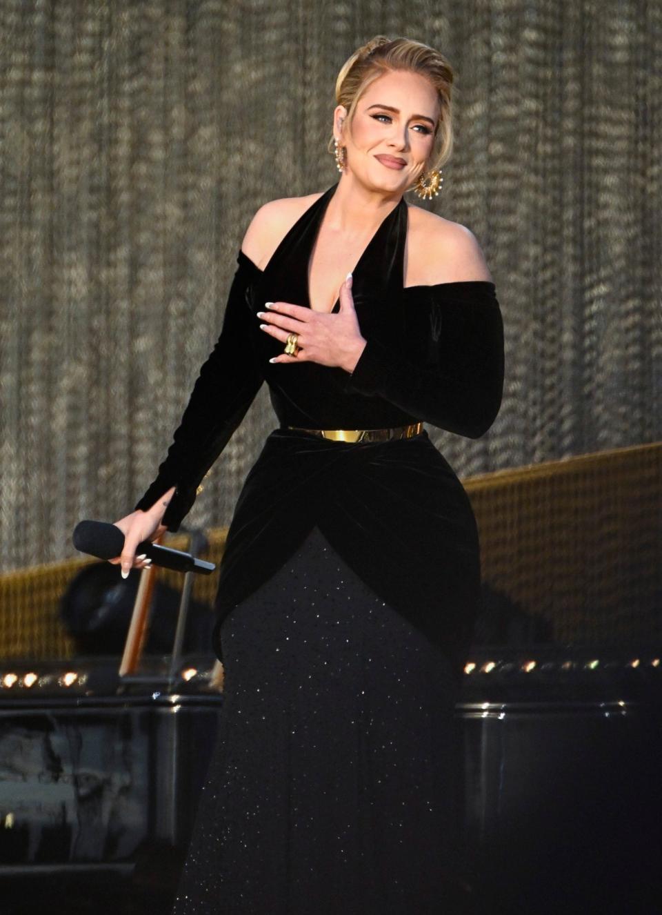 Adele looks glamorous in Schiaparelli performing Hyde Park on July 01, 2022