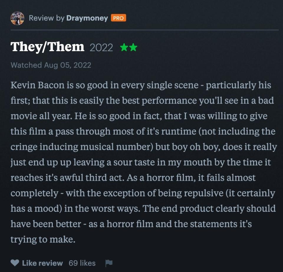 Letterboxd review of They/Them