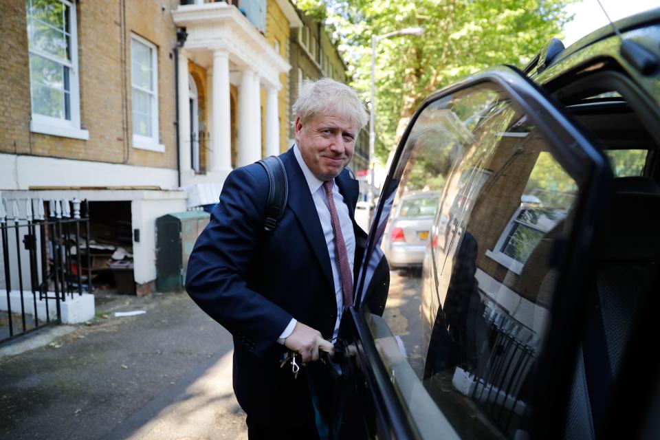 Conservative MP Boris Johnson gets into a car in London on May 30, 2019. - Boris Johnson, considered the frontrunner to become Britain's next prime minister, must appear in court over allegations that he knowingly lied during the Brexit referendum campaign, a judge ruled Wednesday. Johnson, the former foreign secretary, will be summoned to appear over allegations of misconduct in public office, judge Margot Coleman said in a written decision, without specifying the date. (Photo by Tolga AKMEN / AFP)        (Photo credit should read TOLGA AKMEN/AFP/Getty Images)