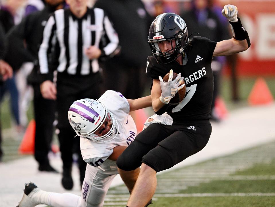 Corner Canyon and Lehi play in high school football semifinal action at Rice-Eccles Stadium in Salt Lake City on Friday, Nov. 10, 2023. Corner Canyon won 63-24. | Scott G Winterton, Deseret News