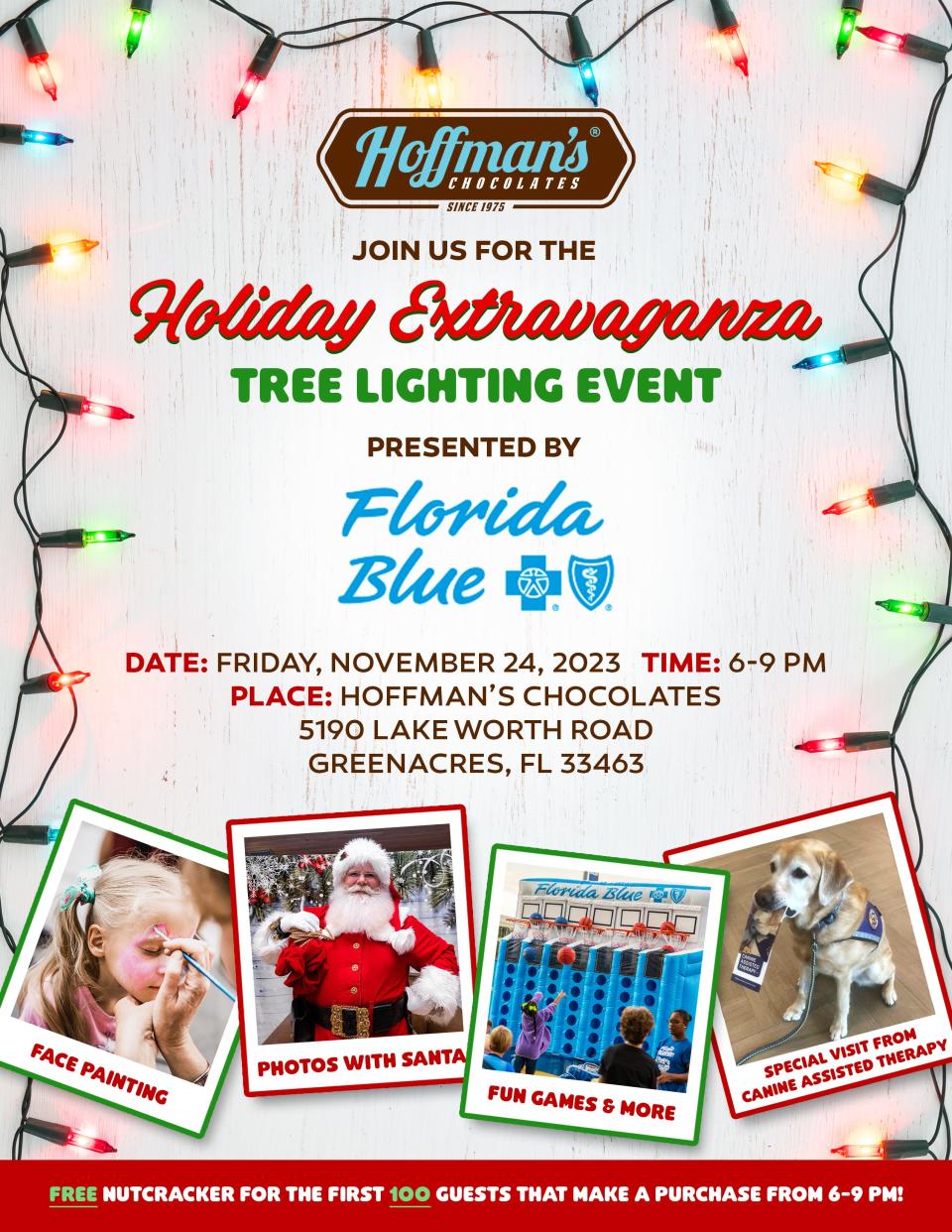 Hoffman's Chocolates' Holiday Extravaganza kicks off with the tree lighting on Nov. 24 and runs through Dec. 30 at their Greenacres location.