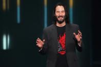 Keanu Reeves surprises fans by announcing his role in the new video game Cyberpunk 2077 at the Xbox E3 2019 Briefing on Sunday in Los Angeles.