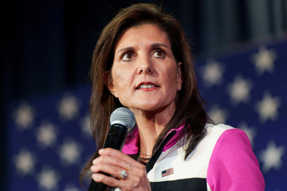 Nikki Haley speaks at a campaign event in Minneapolis on Monday.