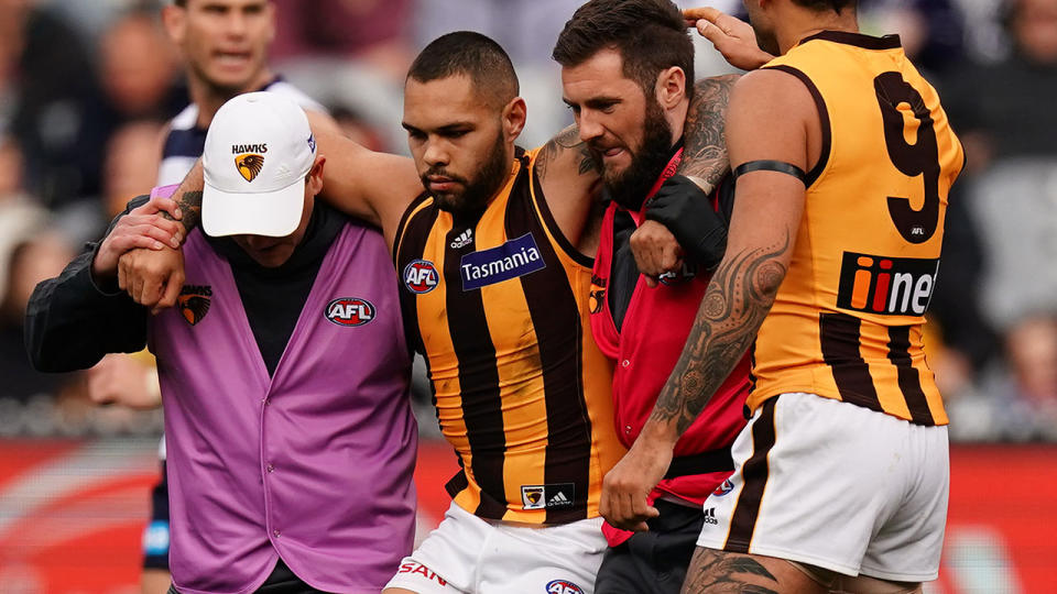 Jarman Impey was helped from the field after the awful moment. (Photo by Scott Barbour/Getty Images)