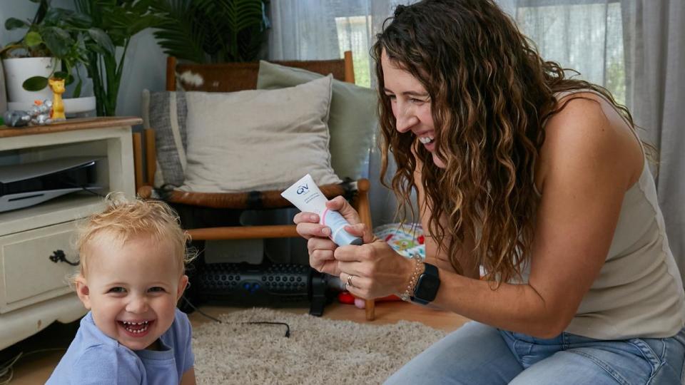 Working mum and police officer Jordan Baido with her daughter Sylvie. Picture: Carly Ravenhall Photography