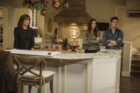 Linda Gray, Julie Gonzalo and Josh Henderson in the "Dallas" Season 2 episode, "Legacies."