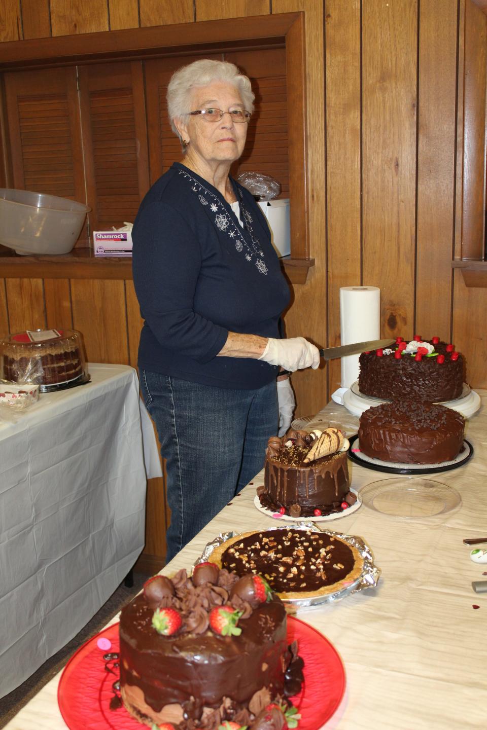 Almeda Miller of Meyersdale was back for the 2023 Death By Chocolate event to be the official cake cutter. Miller has baked cakes for this event in the past and won third place in candy this year.