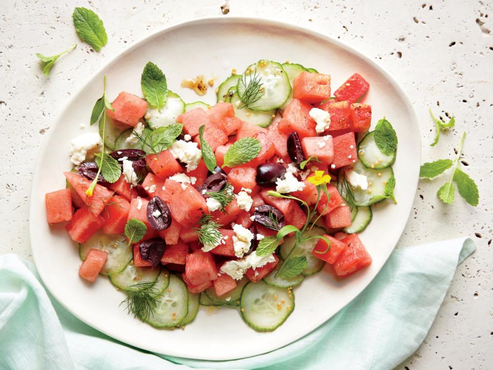 Watermelon Salad With Feta and Cucumber Pickles