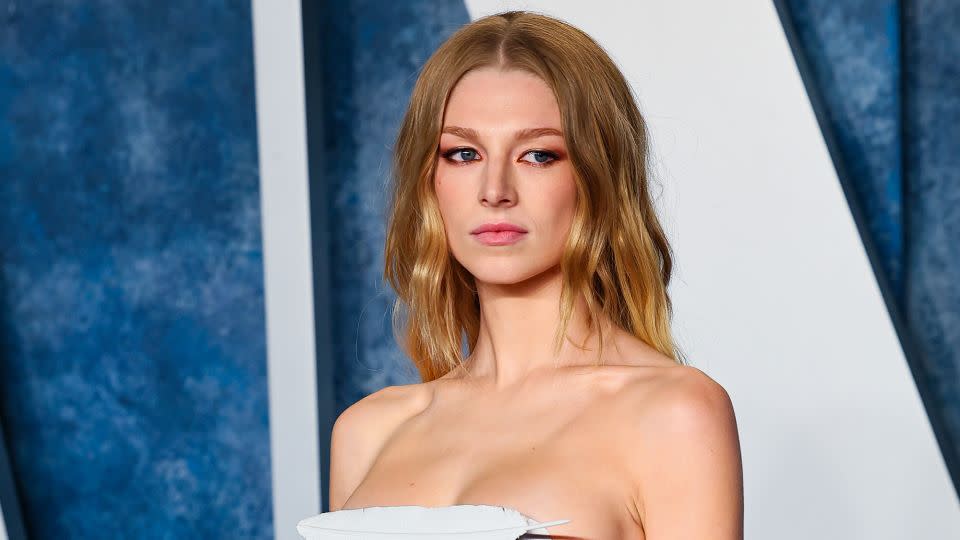 Actor Hunter Schafer attended the 2023 Vanity Fair Oscar Party in a creation by Ludovic de Saint Sernin for Ann Demeulemeester. - Leon Bennett/FilmMagic/Getty Images