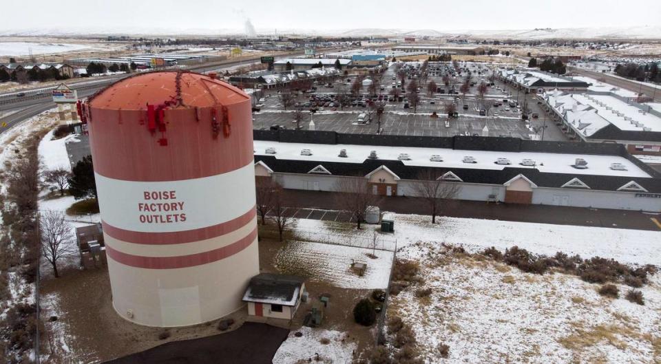The iconic water tower has long been a landmark for Boise Factory Outlets in East Boise.