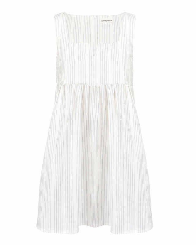 <p>My Mum Made It. Babydoll Sail Out Dress, $99, <a href="https://mymum-madeit.com/collections/dresses/products/babydoll-sail-out-dress-chalk-stripe?variant=" rel="nofollow noopener" target="_blank" data-ylk="slk:available here;elm:context_link;itc:0;sec:content-canvas" class="link ">available here</a></p>