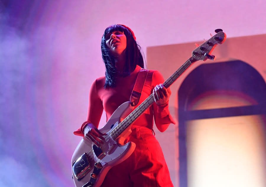 Laura Lee from Khruangbin performs at the Outdoor stage during the Coachella Valley Music and Arts Festival in Indio, California, on April 14, 2024. (Photo by VALERIE MACON / AFP) (Photo by VALERIE MACON/AFP via Getty Images)