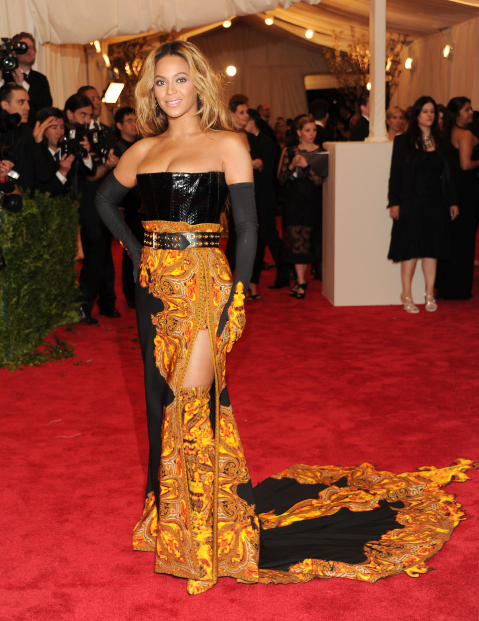 Beyonce Knowles attends The Metropolitan Museum of Art's Costume Institute benefit celebrating "PUNK: Chaos to Couture" on Monday, May 6, 2013, in New York. (Photo by Evan Agostini/Invision/AP)