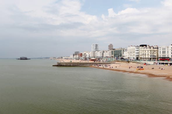 Brighton Beach, seafront and old West pier