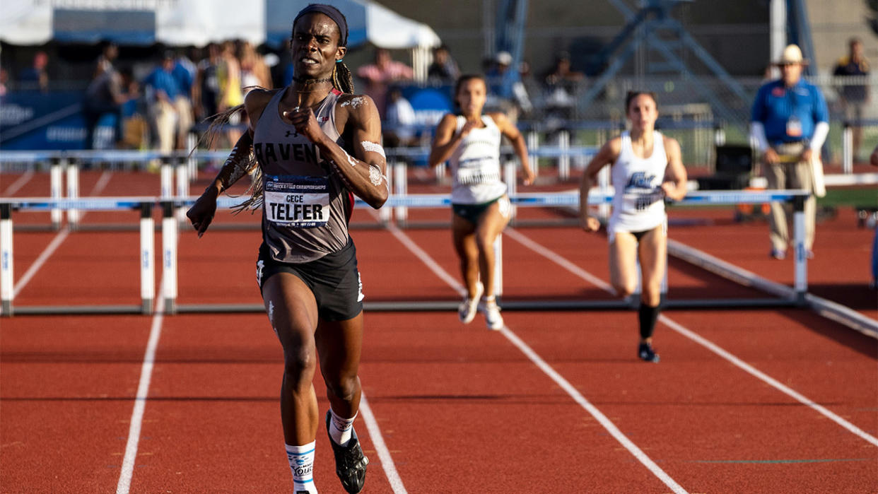 CeCe Telfer of Franklin Pierce wins the 400 meter hurdles during the Division II Men's and Women's Outdoor Track & Field Championships held at Javelina Stadium on May 25, 2019 in Kingsville, Texas. (Photo by Rudy Gonzalez/NCAA)