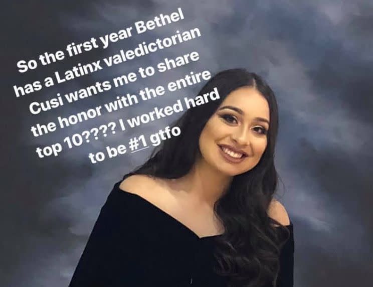 Natalie Ramos will become the first Latina valedictorian at her school after some controversy. (Photo: Facebook)