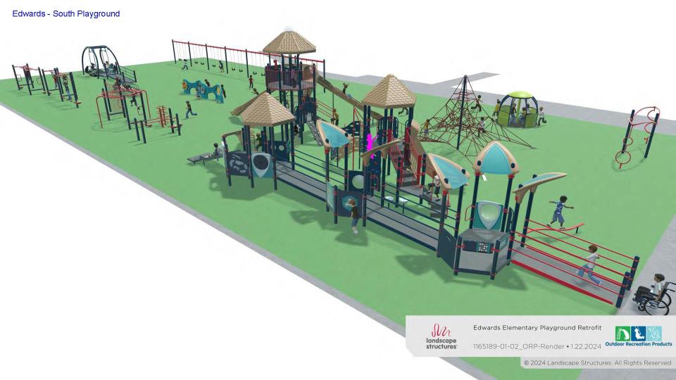 A rendering of what will be the upgraded playground at Edwards Elementary School in Ames. Construction is slated to start when schools are let out for the summer.