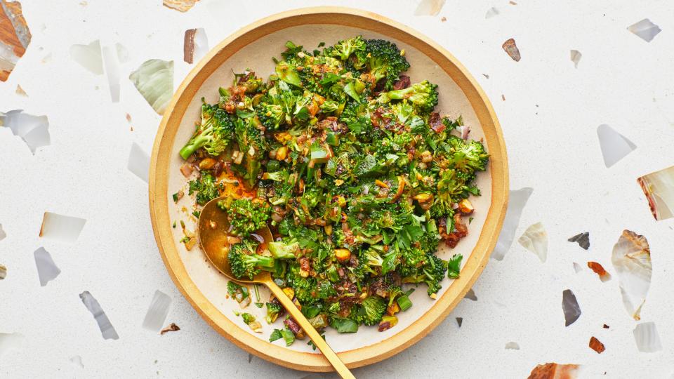 Broccoli Spoon Salad With Warm Vinaigrette