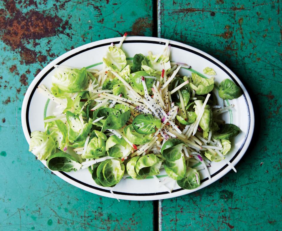 Crunchy Turnip, Apple, and Brussels Sprout Slaw