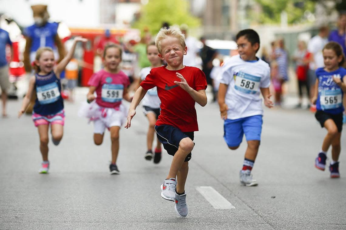 The Fastest Kid in Town contest is a popular part of the Midsummer Night’s Run in downtown Lexington.