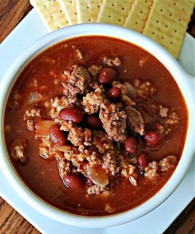 <p>Krista Marshall</p><p>For most of us, our Super Bowl party probably includes snow outside, so we need something to warm up with!</p><p><strong>Get the recipe: <a href="https://parade.com/842086/kristamarshall/crock-pot-chili/" rel="nofollow noopener" target="_blank" data-ylk="slk:Crock Pot Chili;elm:context_link;itc:0;sec:content-canvas" class="link rapid-noclick-resp">Crock Pot Chili</a></strong></p>