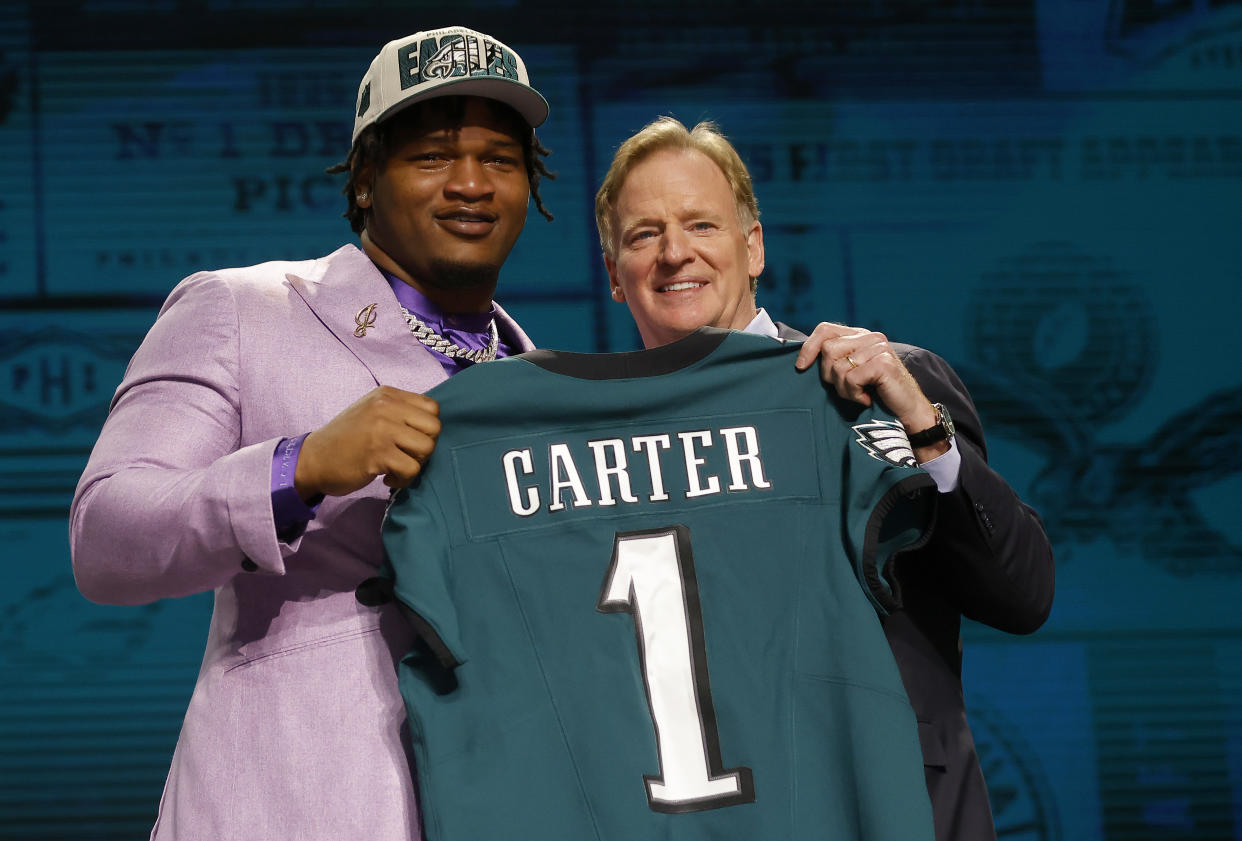 Georgia's Jalen Carter was a four-star recruit entering college before becoming the ninth overall pick for the Philadelphia Eagles on Thursday. (Photo by David Eulitt/Getty Images)