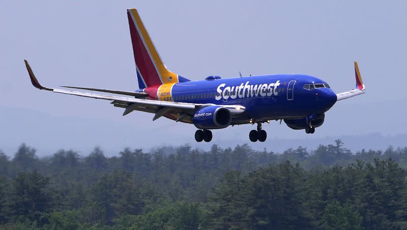 Southwest Airlines Boeing 737 approaches Manchester Boston Regional Airport, Friday, June 2, 2023, in Manchester, N.H. On Monday, a federal judge ordered three Southwest Airlines attorneys to attend “religious liberty training” as punishment for not following an earlier court-made mandate.