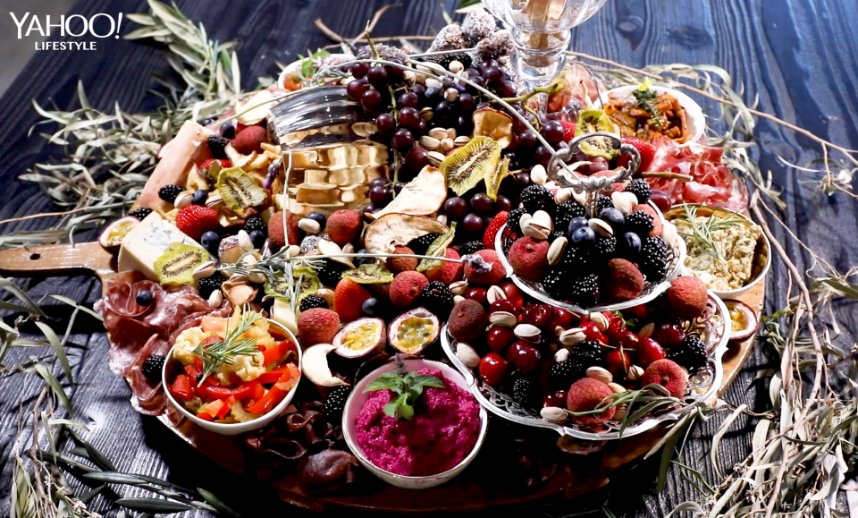 You can create incredible party platters like these, thanks to the handy tips from The Salted Pig Salumeria. Source: Yahoo Lifestyle