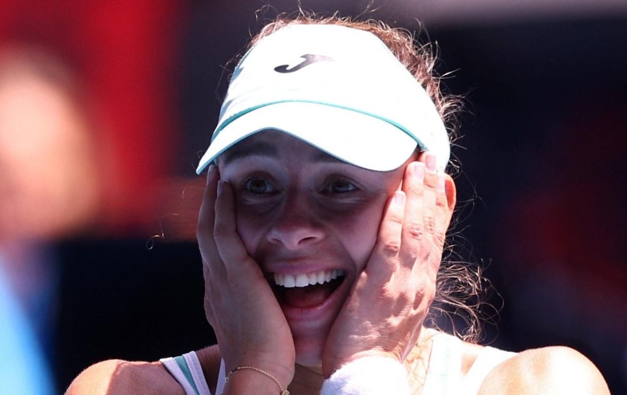 Poland's Magda Linette celebrates after winning her quarter final match against Czech Republic's Karolina Pliskova - Carl Recine /Reuters