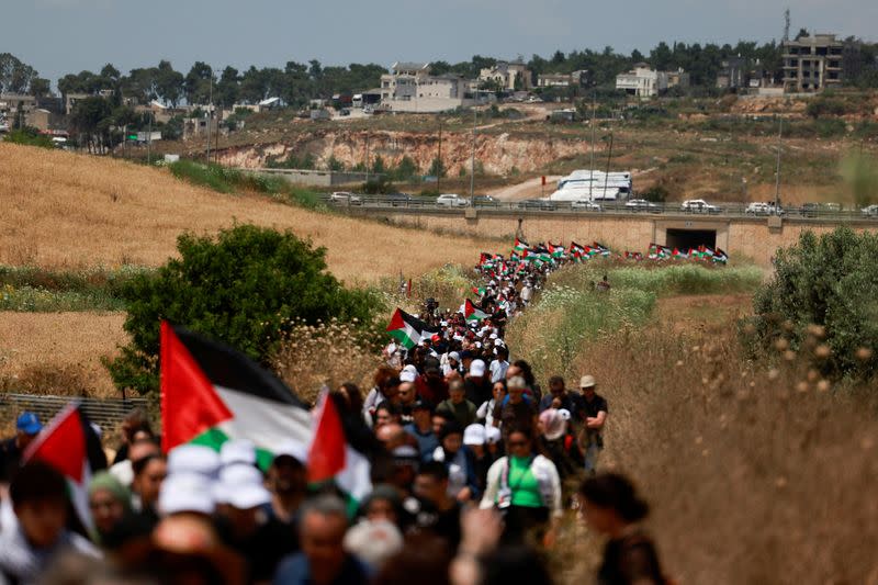 Palestinians living in Israel mark the 76th anniversary of the Nakba, near Haifa