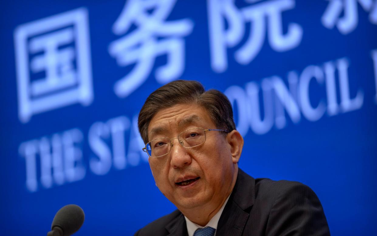 Zeng Yixin, Vice Minister of China's National Health Commission, told a press conference he was taken aback by the World Health Organization's plan for the second phase of a Covid-19 origins study. - AP Photo/Mark Schiefelbein