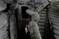 People visit the World War Two Westerplatte Memorial in Gdansk