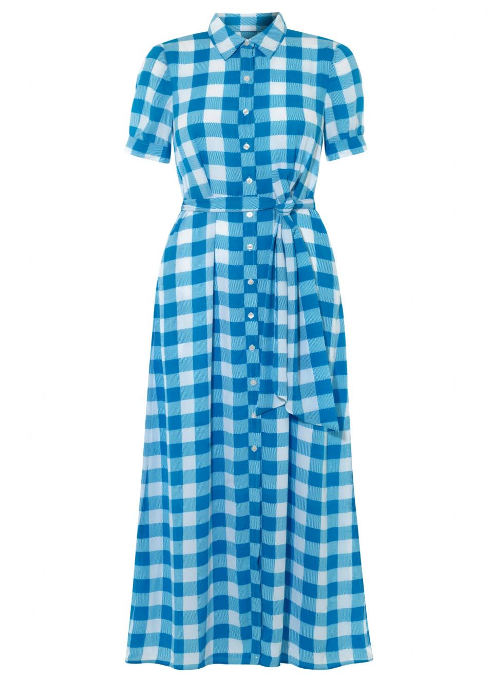 Gingham Crepe de Chine Maxi Dress